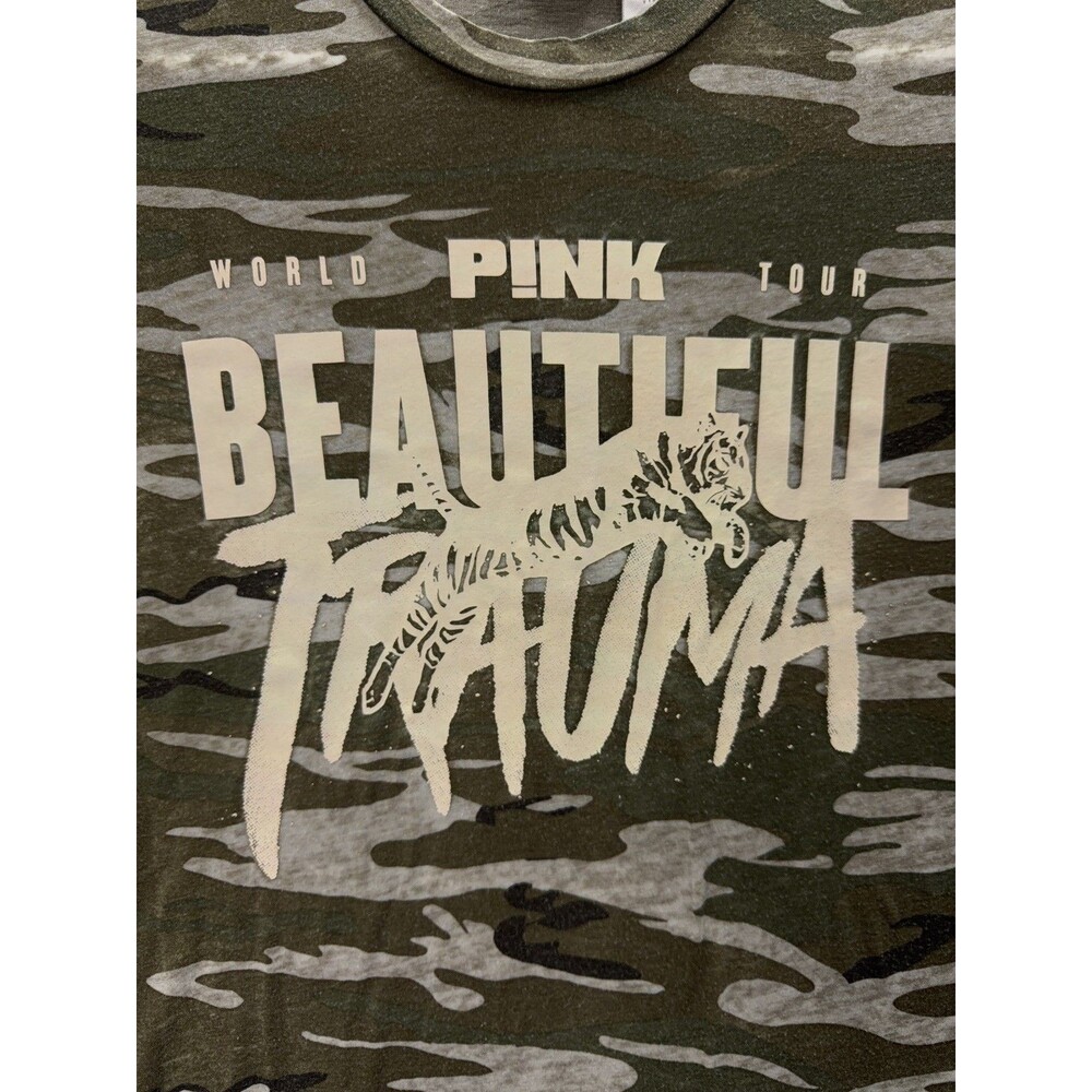 Pink Concert Shirt Womens S Beautiful Trauma 2019 Tour Camo Merch T-Shirt P!nk